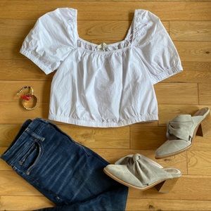 NWT H&M Cropped Peasant Top